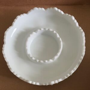 Fenton White Milk Glass Hobnail 8” Ashtray/Chip dip/Candy Dish